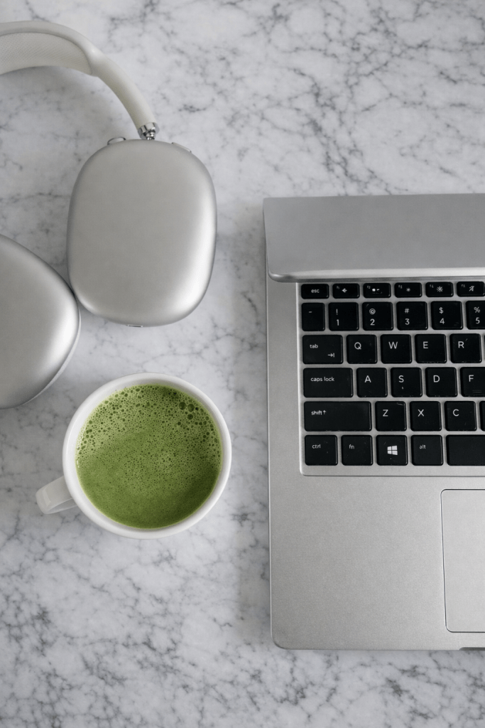  laptop with matcha